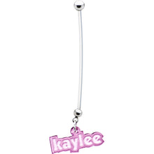 Load image into Gallery viewer, Custom Flexible PTFE Pink Personalized Name Pregnancy Belly Ring