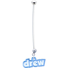 将图片加载到图库查看器,Custom Flexible PTFE Blue Personalized Name Pregnancy Belly Ring