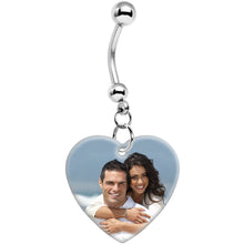 将图片加载到图库查看器,Full Color Dangle Heart Custom Photo Belly Ring