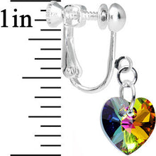 Load image into Gallery viewer, Light Vitrail Heart Clip Earrings Created with Crystals