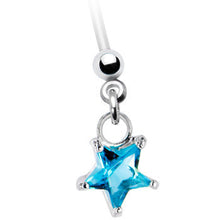 Load image into Gallery viewer, Handcrafted Star Power Blue CZ Pregnant Belly Ring