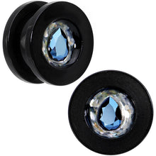 Load image into Gallery viewer, Slate Blue Gem Acrylic Plug Set Created with Crystals 14mm to 20mm