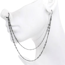 将图片加载到图库查看器,Handcrafted Black Anodized Double Sweep Ear to Nose Chain