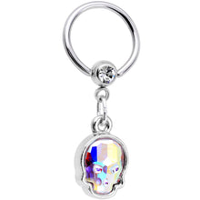 Load image into Gallery viewer, 14G Aurora Sugar Skull BCR Captive Ring With Crystals