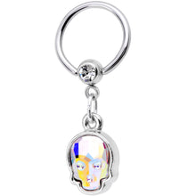 Load image into Gallery viewer, 14G Aurora Sugar Skull BCR Captive Ring With Crystals