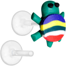 Load image into Gallery viewer, Handcrafted 1/4 5/16 Bioplast Rainbow Turtle Push In Cartilage Earring