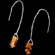 将图片加载到图库查看器,Handcrafted Tiger Eye 925 Sterling Silver Infinity Threader Earrings