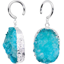 Load image into Gallery viewer, Handcrafted Steel Nautical Blue Natural Druzy Agate Ear Weights