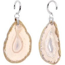 Load image into Gallery viewer, Handcrafted Steel Sandswept Desert Gap Natural Tan Agate Ear Weights