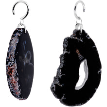 将图片加载到图库查看器,Handcrafted Steel Midnight Shadow Gap Natural Black Agate Ear Weights