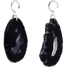 将图片加载到图库查看器,Handcrafted Steel Midnight Shadow Gap Natural Black Agate Ear Weights