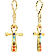 将图片加载到图库查看器,Handcrafted Gold Plated Balanced Life Chakra Ankh Ear Weights
