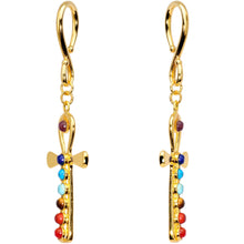 将图片加载到图库查看器,Handcrafted Gold Plated Balanced Life Chakra Ankh Ear Weights