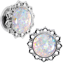 将图片加载到图库查看器,Handcrafted White Faux Opal Mandala Screw Fit Plug Set Sizes 8mm to 20mm