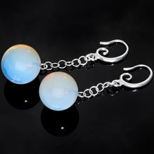 将图片加载到图库查看器,Handcrafted White Opalite Jawbreaker Dangle Fishhook Earrings