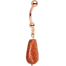 将图片加载到图库查看器,Handcrafted Natural Goldstone Earthy Elegance Dangle Belly Ring