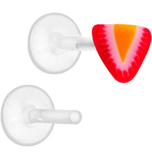 Load image into Gallery viewer, Handmade 1/4 5/16 Bioplast Red Strawberry Push In Cartilage Earring