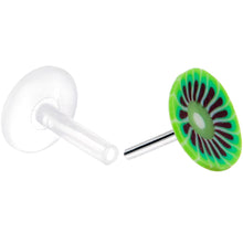 Load image into Gallery viewer, Handmade 1/4 5/16 Bioplast Green Kiwi Push In Cartilage Earring