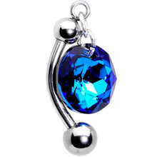 将图片加载到图库查看器,Blue Drop Top Mount Belly Ring Created with Crystals