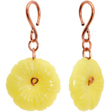 Load image into Gallery viewer, Handcrafted Copper Plated Yellow Butter Jade Flower Ear Weights