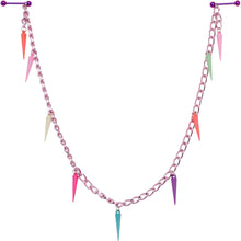 Load image into Gallery viewer, Handcrafted 14G 5/8 Retro 80s Purple Spike Dangle Nipple Chain
