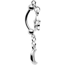 将图片加载到图库查看器,Handcrafted Hollow Moon Star Double Mount Reversible Belly Ring