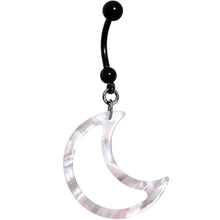 Load image into Gallery viewer, Handcrafted Black Hollow Crescent Moon Dangle Belly Ring