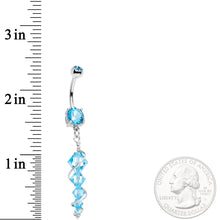 Load image into Gallery viewer, Handmade Blue Icicle Dangle Belly Ring Created with Crystals