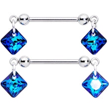 将图片加载到图库查看器,Handmade Blue Rhom Nipple Ring Set Created with Crystals