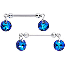 将图片加载到图库查看器,Handmade Blue Disc Nipple Ring Set Created with Crystals