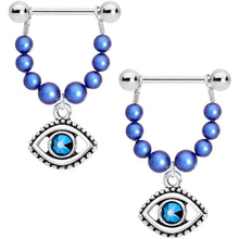 Load image into Gallery viewer, Handmade Blue Sun Eye Nipple Shields Created with Crystals