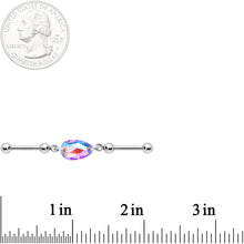 Load image into Gallery viewer, Aurora Drop Double Industrial Barbell Created with Crystals
