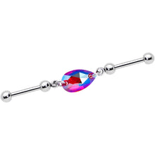 Load image into Gallery viewer, Pink Drop Double Industrial Barbell Created with Crystals