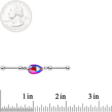 Load image into Gallery viewer, Pink Drop Double Industrial Barbell Created with Crystals