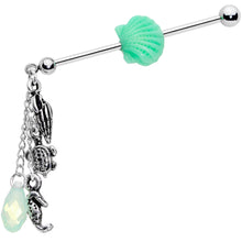 Load image into Gallery viewer, Mermaids Treasure Industrial Barbell Created with Crystals