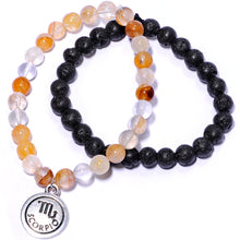 Load image into Gallery viewer, Handmade Lava Stone Citrine Scorpio Zodiac Bracelet Set of 2