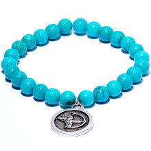 Load image into Gallery viewer, Handmade Lava Stone Turquoise Sagittarius Zodiac Bracelet Set of 2