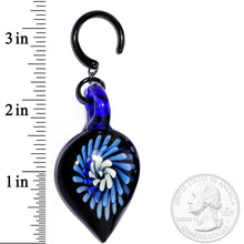 Load image into Gallery viewer, Handcrafted Black Titanium IP Blue Nova Glass Ear Weights