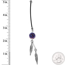 Load image into Gallery viewer, Handcrafted Blue Druzy Quartz Feathers Dangle Pregnancy Belly Ring