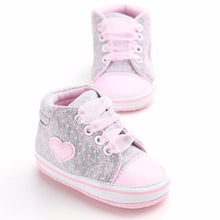 Load image into Gallery viewer, Infant Newborn Baby Girls Dots Heart Autumn Lace-Up First Walkers Sneakers Cotton Soft Sole Shoes For Girl
