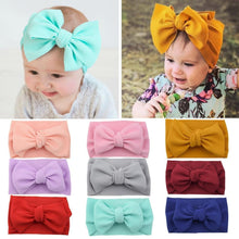 Load image into Gallery viewer, Fashion Trend Big Modern Baby Bow Accessories For Toddler Girls In Solid Bow Hairband Stretch Turban Knot Head Wrap Color for Kids