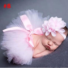 将图片加载到图库查看器,Luxury Modern Elegant Baby Girl Tulle Tutu Skirt and Flower Headband Set Newborn Dress With Big Bow And With Headband