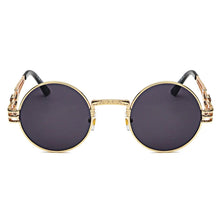 将图片加载到图库查看器,Peekaboo vintage retro gothic steampunk mirror sunglasses gold and black sun glasses vintage round circle men UV gafas de sol