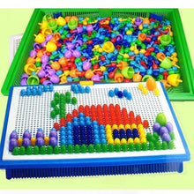Load image into Gallery viewer, 296 Pieces/Set Box-packed Grain Mushroom Nail Beads Intelligent 3D Puzzle Games Board for Children Kids Educational Toys