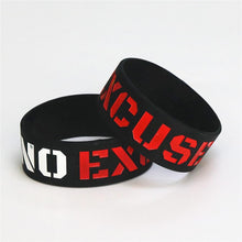 Load image into Gallery viewer, Silicone Wristband Black Motivation No Excuses Modern Wide Sports Activities Rubber Bracelets & Bangles For Man and Women
