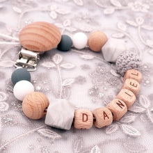 将图片加载到图库查看器,Handmade Personalized Name Silicone Wood Pacifier Clips Safe Teething Chain Baby Teether Clips Holder For Pacifier For Kids