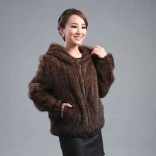 将图片加载到图库查看器,New mink fur coat women's long-sleeve top fashion all-match Mink knit jacket mink knitted fur coat Free shipping