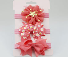 将图片加载到图库查看器,Luxury Modern Handamde 3PCS Set Elastic Flower Headbands for Baby Girls Hair Accessories Baby Girls Bows Nylon Bow For Girls