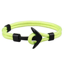 Load image into Gallery viewer, Black Anchor Modern Bracelets New Amazing Charm Survival Rope Chain Paracord Bracelet Elegant For Male Wrap Metal Sport Hooks