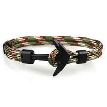 Load image into Gallery viewer, Black Anchor Modern Bracelets New Amazing Charm Survival Rope Chain Paracord Bracelet Elegant For Male Wrap Metal Sport Hooks